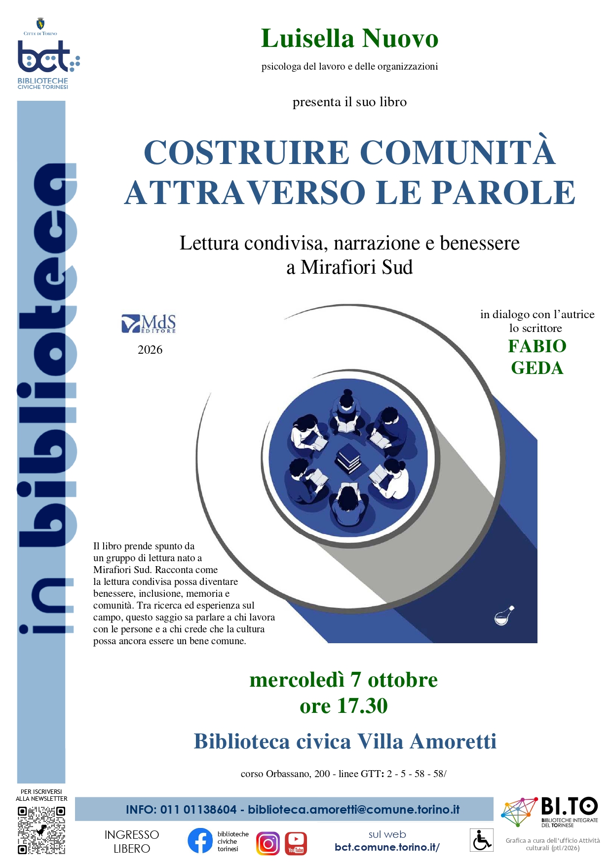 Locandina della presentazione del libro a Villa Amoretti